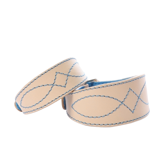 DG LUXURY LEATHER COLLAR "SWEET BLUE"