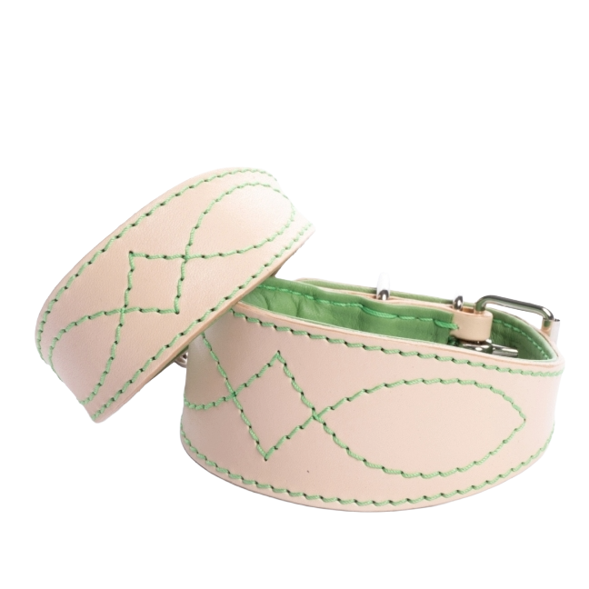 DG LUXURY LEATHER COLLAR "SWEET GREEN"